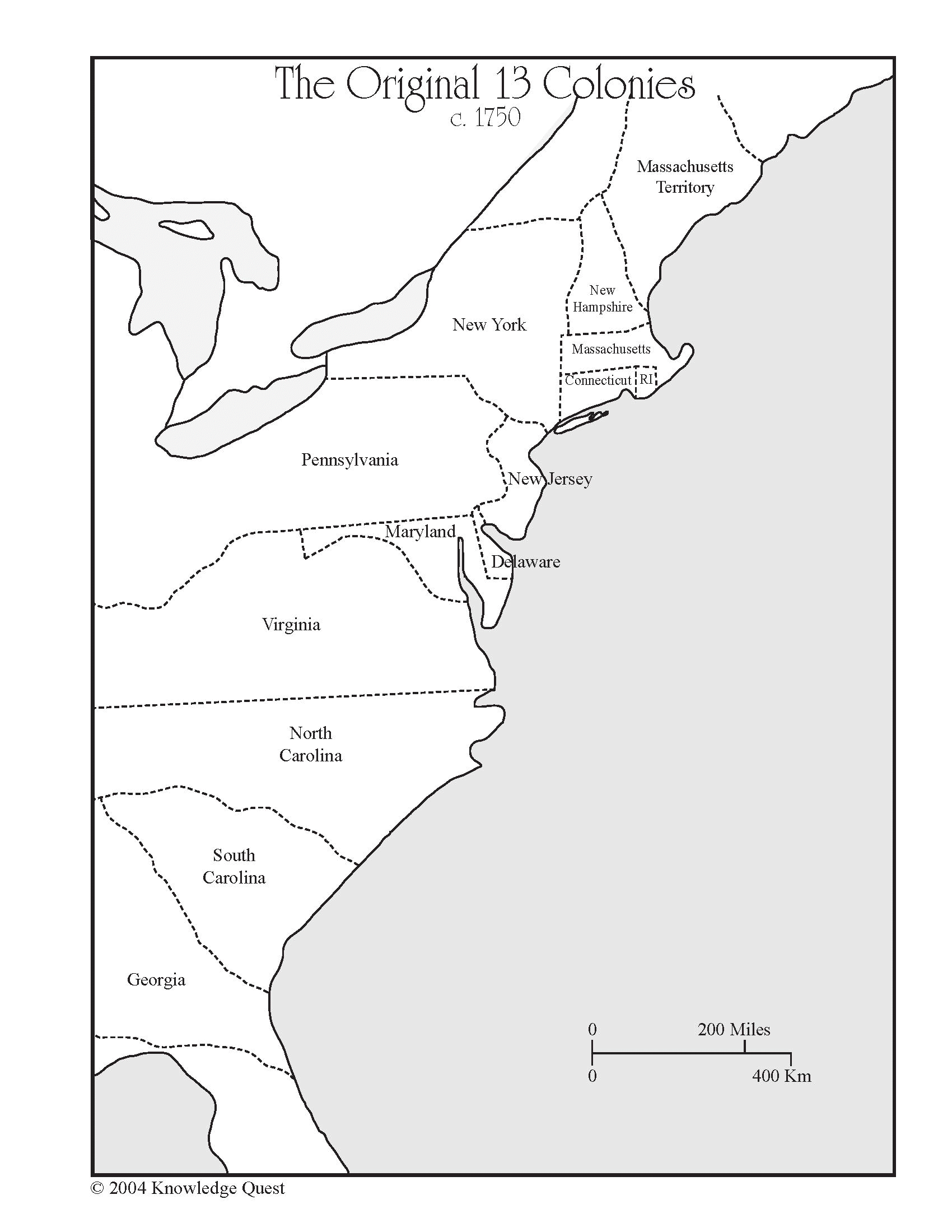 Map Of 13 Colonies Worksheet