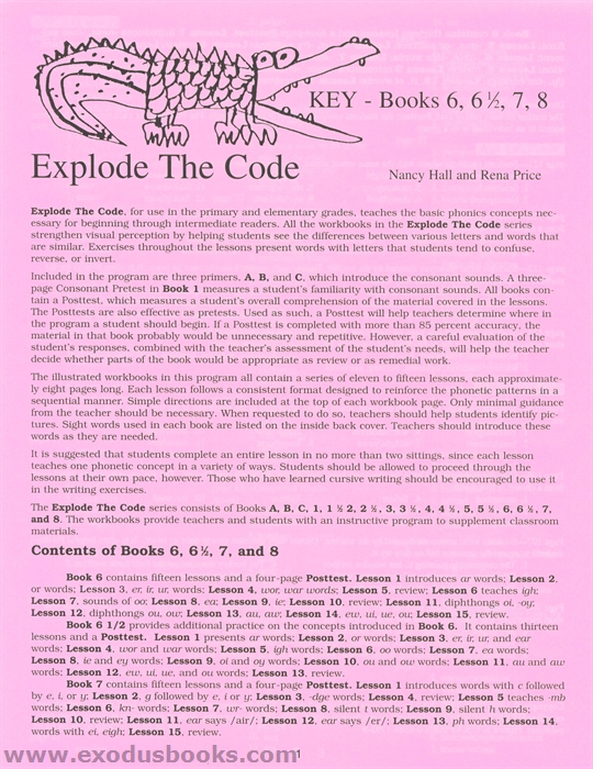 Explode the Code Book 7,8 by Nancy M. Hall (2004, Paperback, Teacher's... Explode the Code Book 7,8 by Nancy M. Hall (2004, Paperback, Teacher's...