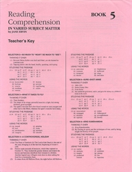 Reading Comprehension in Varied Subject Matter Book 5 - Answer Key
