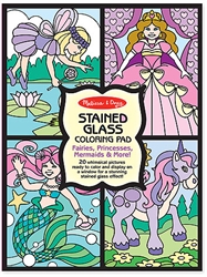 Stained Glass Coloring Pad - Fairies, Princesses, Mermaids & More