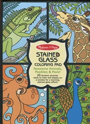 Stained Glass Coloring Pad - Awesome Animals, Reptiles & More