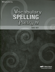 Vocabulary, Spelling, Poetry IV - Quiz Key