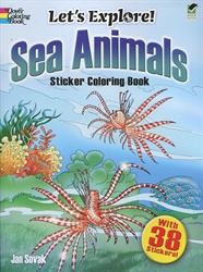Let's Explore! Sea Animals - Sticker Coloring Book