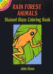Rain Forest Animals Stained Glass Coloring - Activity Book
