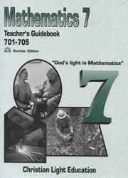 Christian Light Math - 701-705 Teacher's Guide (with answers)