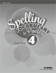 Spelling, Vocabulary, Poetry 4 - Test Key