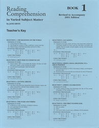 Reading Comprehension in Varied Subject Matter Book 1 - Answer Key