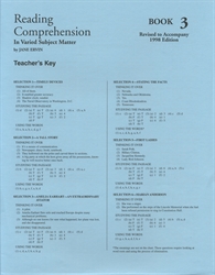 Reading Comprehension in Varied Subject Matter Book 3 - Answer Key