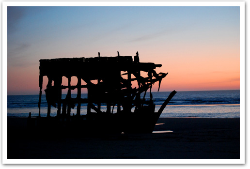 Shipwreck in the sunset