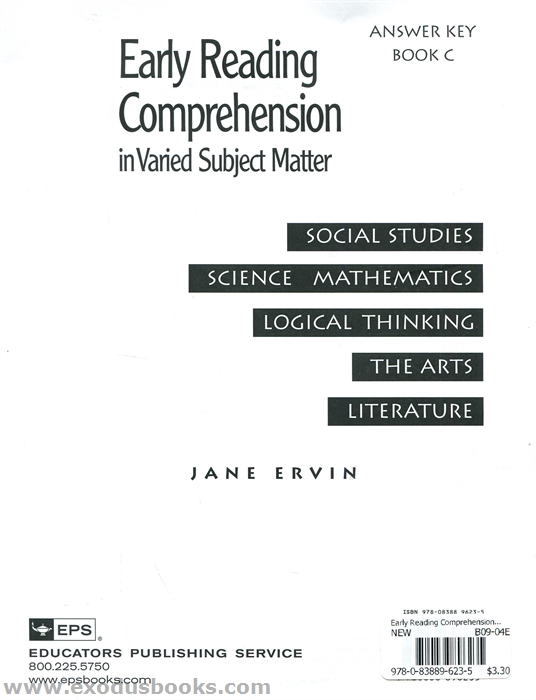 Early Reading Comprehension in Varied Subject Matter Book C Answer