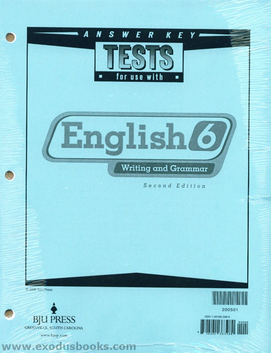 English 6 - Tests Answer Key - Exodus Books English 6 - Tests Answer Key - Exodus Books