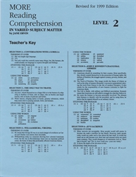 More Reading Comprehension in Varied Subject Matter Level 2 - Answer Key