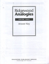 Ridgewood Analogies Book 1 Teacher Guide