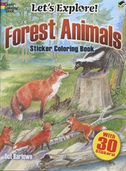 Let's Explore! Forest Animals - Sticker Coloring Book