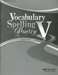 Vocabulary, Spelling, Poetry V - Quiz Key