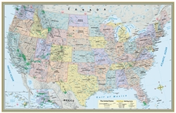 U.S. Map Poster (32 X 50 Inches) - Laminated