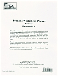 Horizons Math 5 - Student Worksheets