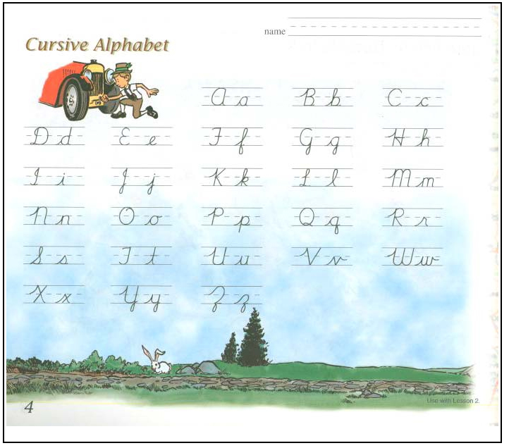 Bob Jones Cursive Chart